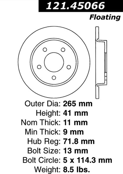 Centric Parts Disc Brake Rotor with Non-Directional Finishes for 121.45066