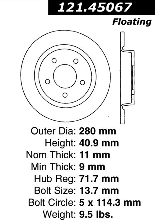 Centric Parts Disc Brake Rotor with Non-Directional Finishes 121.45067