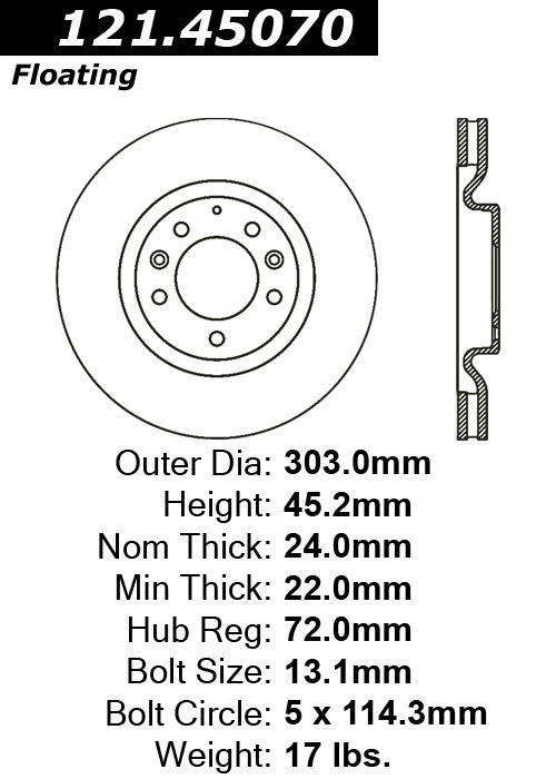 Centric Parts Disc Brake Rotor Standard with C-Tek for 2004-2008 Mazda RX-8 121.45070