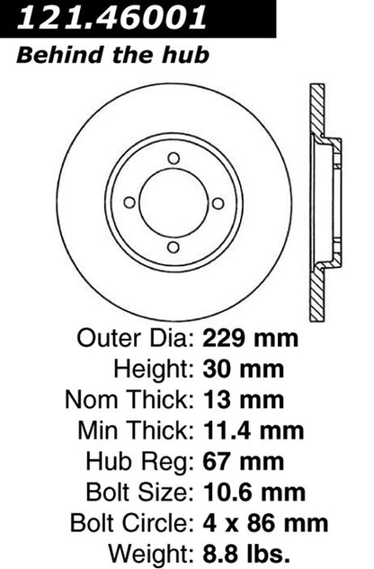 Centric Parts Disc Brake Rotor Standard Non-Directional Finishes for 1974-1979 Dodge Colt, 1983-1987 Hyundai Pony, 1976-1980 Plymouth Arrow, 1976-1978 Colt 121.46001