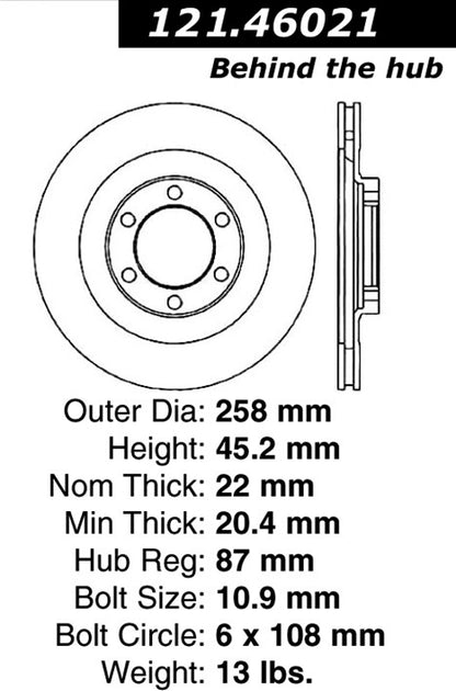 Centric Parts Disc Brake Rotor Standard with Non-Directional Finishes for 1987-1989 Dodge Raider Mitsubishi Montero 121.46021