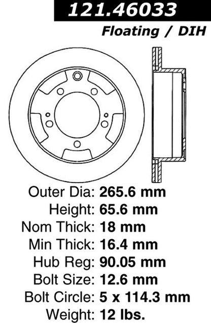 Centric Parts Disc Brake Rotor Standard with Non-Directional Finishes for 1991-1996 Dodge Stealth, 1991-1999 Mitsubishi 3000GT, 1992-1996 Diamante 121.46033
