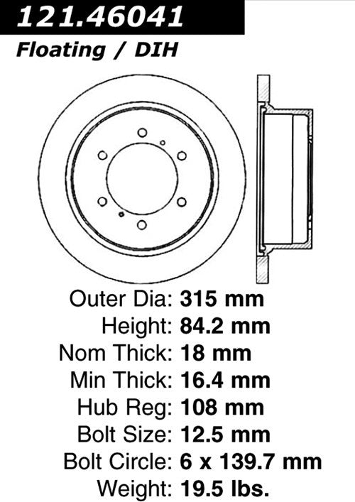 Centric Parts Disc Brake Rotor Standard with Non-Directional Finishes for 2000-1992 Mitsubishi Montero 2004-1997 Montero Sport 121.46041