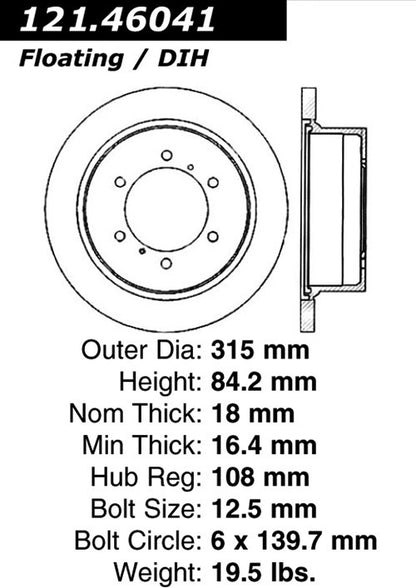 Centric Parts Disc Brake Rotor Standard with Non-Directional Finishes for 2000-1992 Mitsubishi Montero 2004-1997 Montero Sport 121.46041