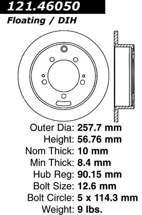 Centric Parts Disc Brake Rotor Standard with Non-Directional Finishes for 1997-2004 Mitsubishi Diamante 121.46050