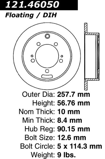 Centric Parts Disc Brake Rotor Standard with Non-Directional Finishes for 1997-2004 Mitsubishi Diamante 121.46050