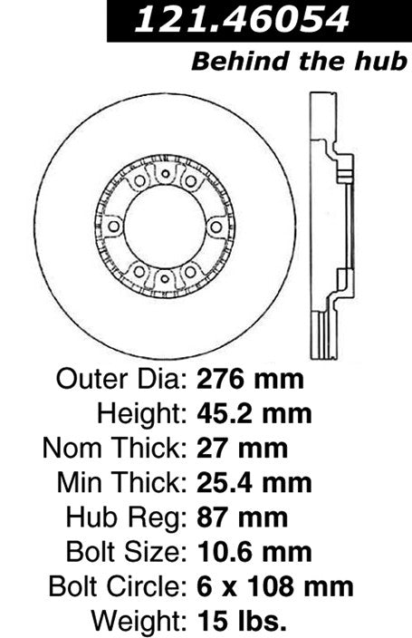 Centric Parts Disc Brake Rotor Standard with Non-Directional Finishes for 1994-2000 Mitsubishi Montero 121.46054