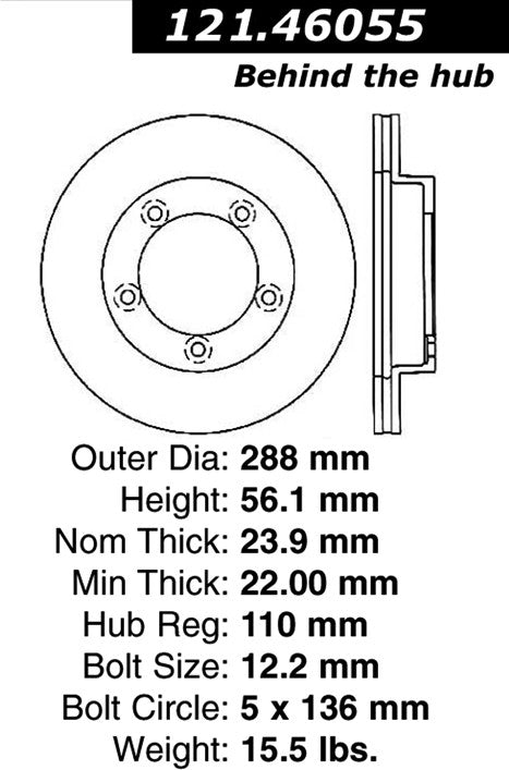 Centric Parts Disc Brake Rotor Standard with Non-Directional Finishes for 2004-1988 Mitsubishi Fuso FE 2002-1996 FE-HD 121.46055