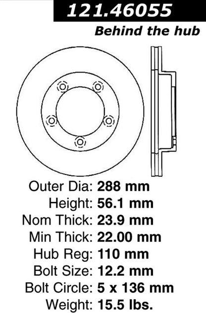 Centric Parts Disc Brake Rotor Standard with Non-Directional Finishes for 2004-1988 Mitsubishi Fuso FE 2002-1996 FE-HD 121.46055
