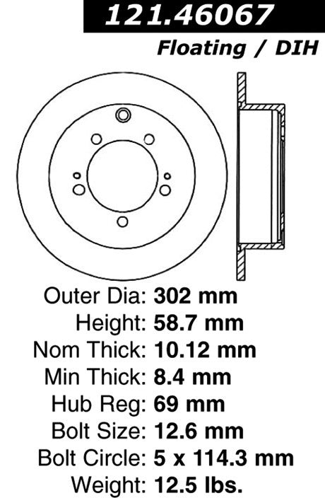 Centric Parts Disc Brake Rotor Standard with Non-Directional Finishes for 2004-2011 Mitsubishi Endeavor 2007-2009 Grandis 121.46067