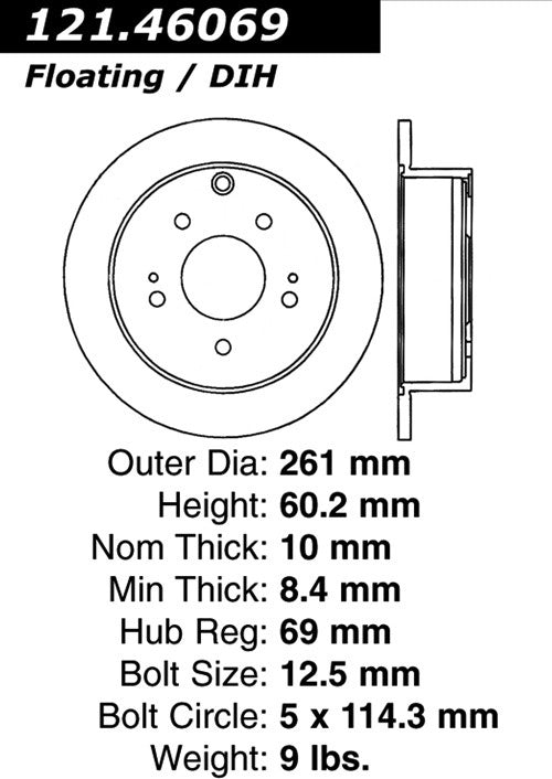 Centric Parts Disc Brake Rotor Standard with Non-Directional Finishes for 2006-2012 Mitsubishi Eclipse 2012-2004 Galant 121.46069