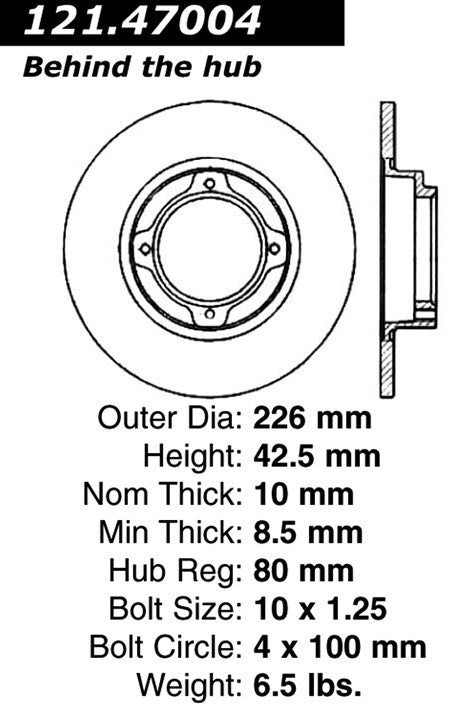 Centric Parts Disc Brake Rotor Standard Non-Directional Finishes for Subaru GL 1989-1990 121.47004