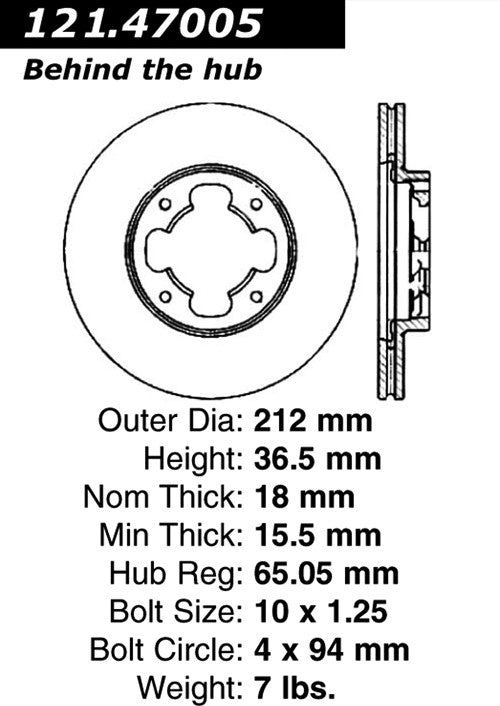 Centric Parts Disc Brake Rotor Standard with Non-Directional Finishes for 1987-1994 Subaru Justy 121.47005