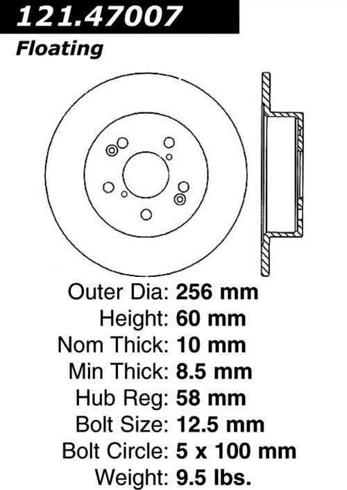 Centric Parts Disc Brake Rotor Standard with Non-Directional Finishes for 1988-1991 Subaru XT 121.47007