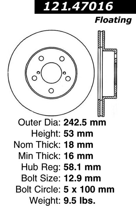 Centric Parts Disc Brake Rotor Standard with Non-Directional Finishes for 1993-1995 Subaru Impreza 121.47016