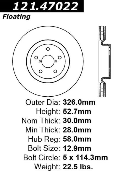 Centric Parts Disc Brake Rotor with Non-Directional Finishes