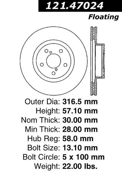 Centric Parts Disc Brake Rotor with Non-Directional Finishes 121.47024