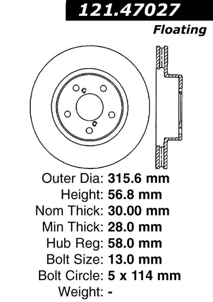 Centric Parts Disc Brake Rotor 121.47027
