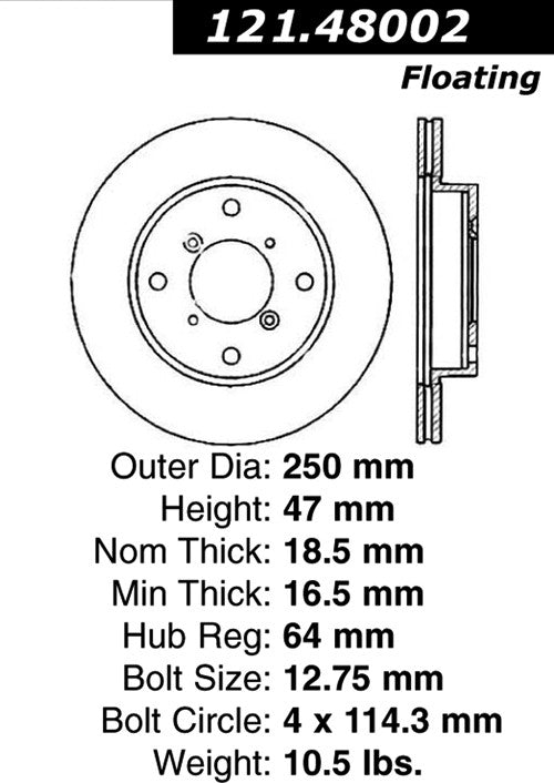 Centric Parts Disc Brake Rotor with Non-Directional Finishes 121.48002