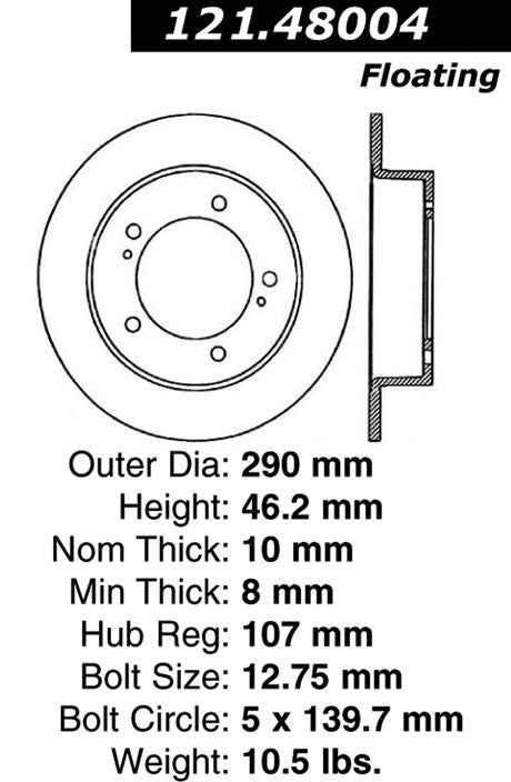Centric Parts Disc Brake Rotor with Non-Directional Finishes for 121.48004