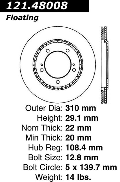 Centric Parts Disc Brake Rotor Standard with Non-Directional Finishes for 1999-2005 Suzuki Grand Vitara XL-7 121.48008