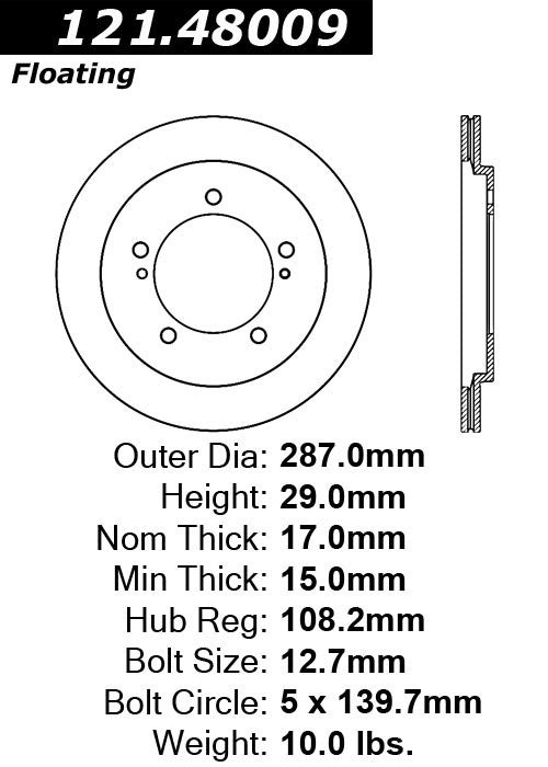 Centric Parts Disc Brake Rotor with Non-Directional Finishes 121.48009