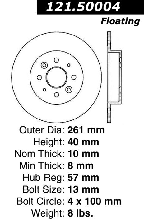 Centric Parts Disc Brake Rotor 121.50004
