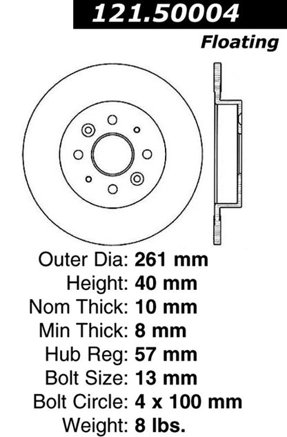 Centric Parts Disc Brake Rotor 121.50004