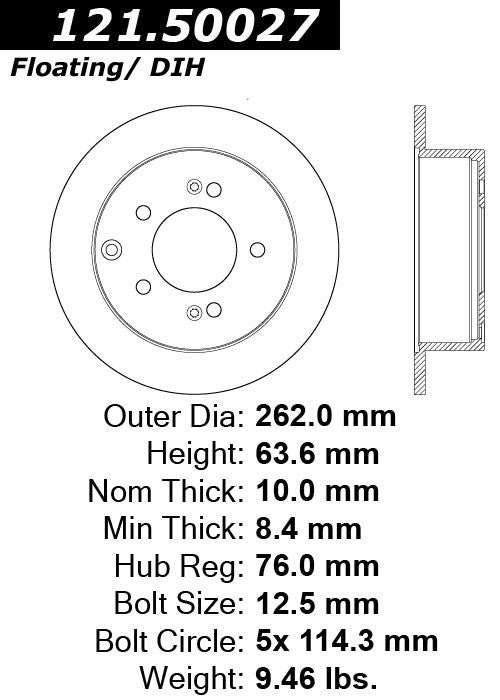 Centric Parts Disc Brake Rotor C-Tek Standard with Non-Directional Finishes for 2010-2013 Kia Forte, Forte5, Forte Koup, Soul 121.50027