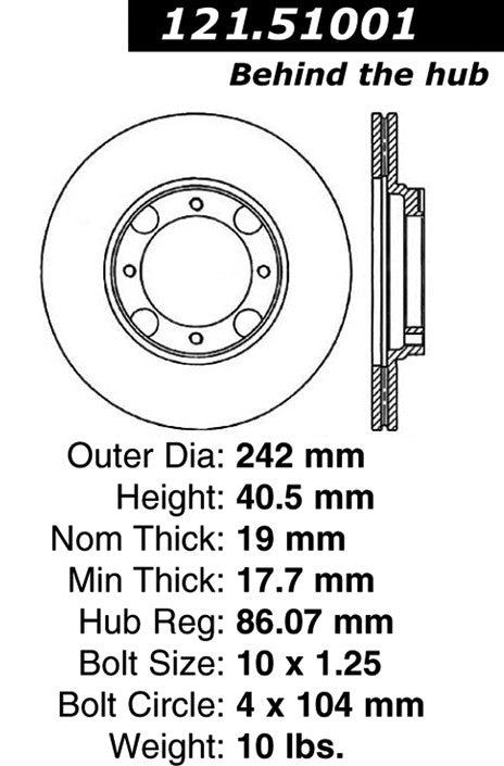 Centric Parts Disc Brake Rotor C-Tek Standard Non-Directional Finishes for 1999-1995 Hyundai Accent, 1994-1987 Excel, 1995-1991 Scoupe, 1994-1987 Mitsubishi Precis