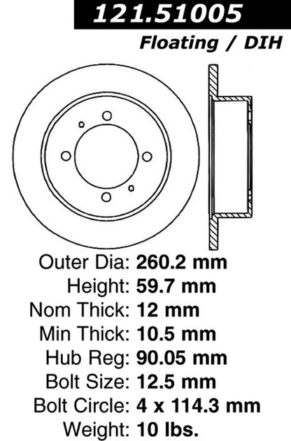 Centric Parts Disc Brake Rotor with Non-Directional Finishes for 121.51005
