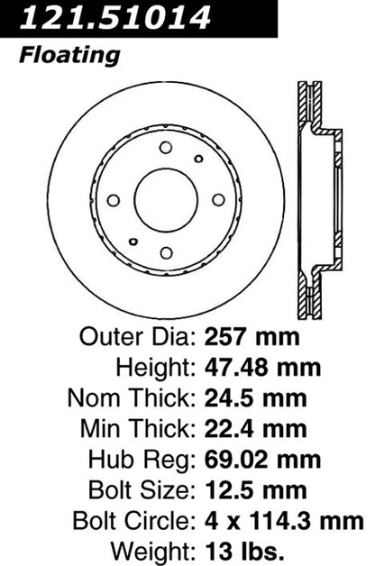 Centric Parts Disc Brake Rotor with Non-Directional Finishes