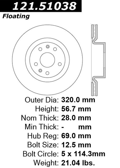 Centric Parts Disc Brake Rotor with Non-Directional Finishes
