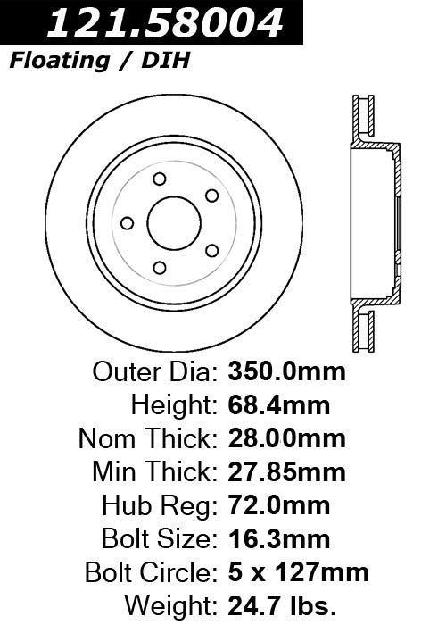 Centric Parts Disc Brake Rotor Standard with Non-Directional Finishes for 2006-2010 Jeep Grand Cherokee 121.58004