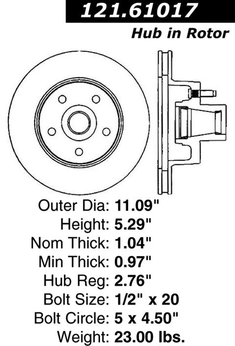 Centric Parts Disc Brake Rotor Standard with Non-Directional Finishes for 1980-1991 Ford Country Squire, LTD Crown Victoria