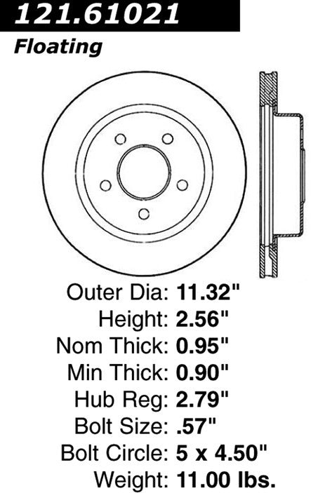 Centric Parts Disc Brake Rotor Standard with Non-Directional Finishes for 1986-1985 Ford Mustang 1987-1982 Lincoln Continental 1990-1984 Mark VII 121.61021