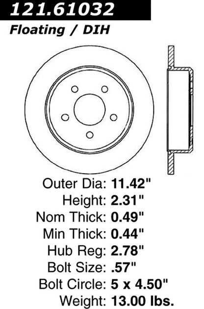Centric Parts Disc Brake Rotor Standard Non-Directional Finishes for 1995-1992 Ford Crown Victoria 1996-1991 Grand Marquis 1995-1992 Lincoln Town Car 1995-1991 Mercury Grand Marquis 121.61032