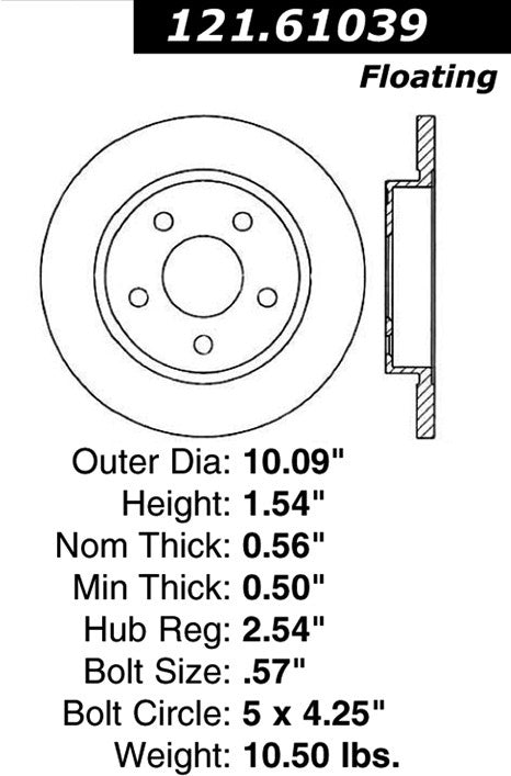 Centric Parts Disc Brake Rotor Standard Non-Directional Finishes for 1993-2007 Ford 121.61039