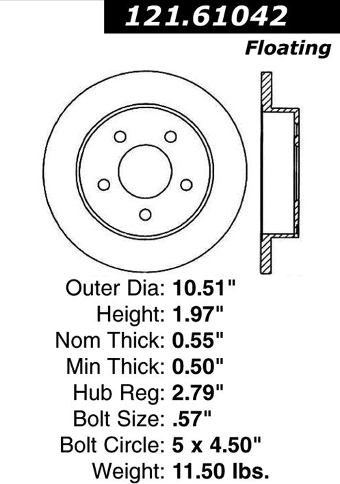 Centric Parts Disc Brake Rotor with Non-Directional Finishes 121.61042