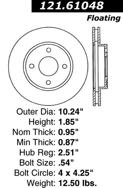 Centric Parts Disc Brake Rotor with Non-Directional Finishes 121.61048