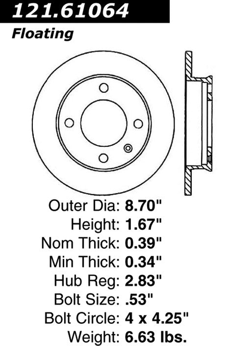 Centric Parts Disc Brake Rotor with Non-Directional Finishes 121.61064