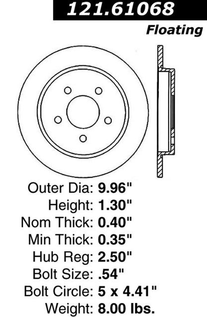 Centric Parts Disc Brake Rotor with Non-Directional Finishes for 121.61068