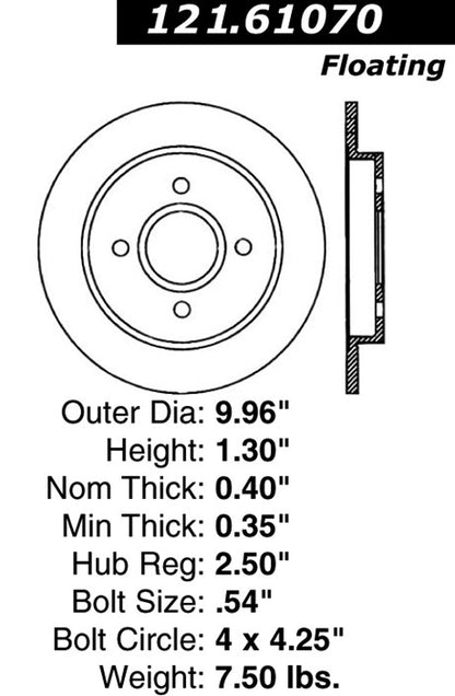 Centric Parts Disc Brake Rotor with Non-Directional Finishes 121.61070