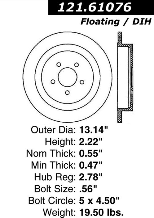 Centric Parts Disc Brake Rotor Standard with Non-Directional Finishes for 2003-2011 Lincoln Town Car 121.61076