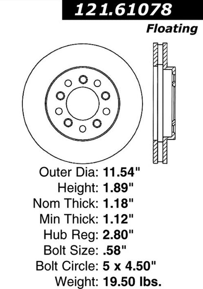 Centric Parts Disc Brake Rotor with Non-Directional Finishes for 121.61078