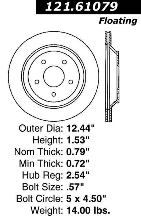 Centric Parts Disc Brake Rotor with Non-Directional Finishes 121.61079