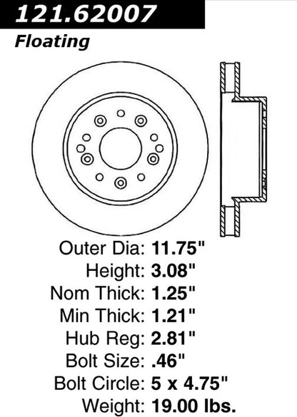 Centric Parts Disc Brake Rotor C-Tek Standard with Non-Directional Finishes for 1969-1968 Chevrolet Camaro 1982-1963 Corvette 121.62007