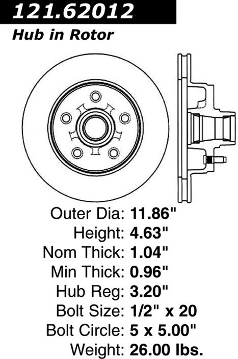 Centric Parts Disc Brake Rotor and Hub Assembly Standard with Non-Directional Finishes 121.62012