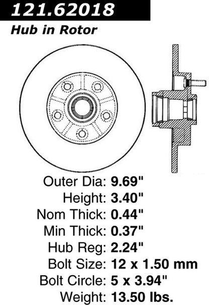 Centric Parts Disc Brake Rotor Standard with Non-Directional Finishes for 1984-1987 Pontiac Fiero 121.62018
