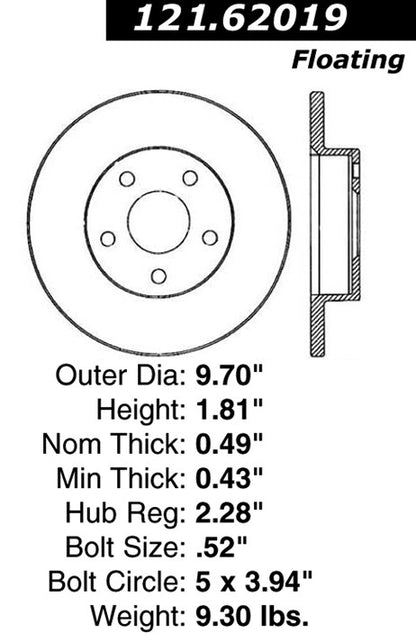 Centric Parts Disc Brake Rotor Non-Directional Finishes for 2000-2025 121.62019